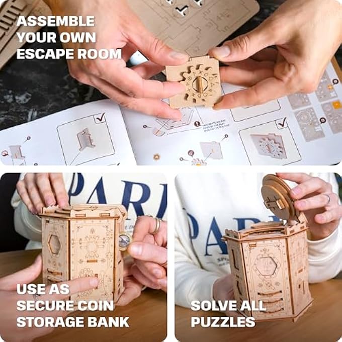 FORT KNOX BOX PRO 3D PUZZLE GAME - 3-IN-1 WOODEN PUZZLE BOX GAME - BRAINTEASER - GIFT BOX RIDDLE GAME - PUZZLE BOX FOR CHILDREN AND ADULTS - MIND PUZZLES 3D WOODEN PUZZLE - ESCAPE ROOM GAMES - Image 3